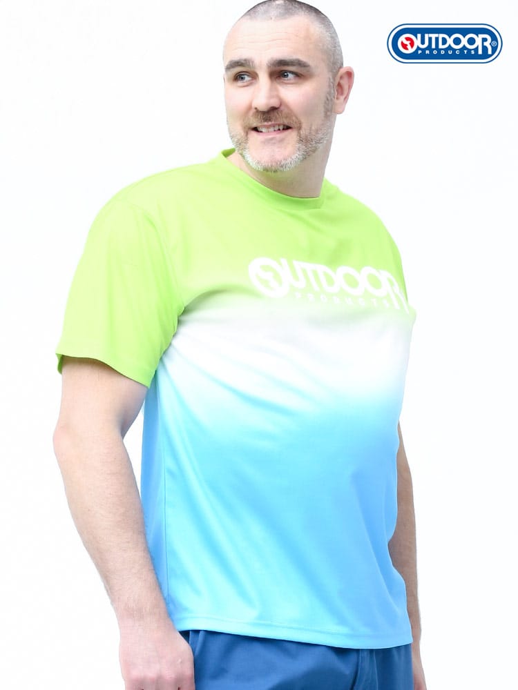 大きいサイズ メンズ OUTDOOR PRODUCTS (アウトドアプロダクツ) ドライ グラデーション クルーネック 半袖 Tシャツ