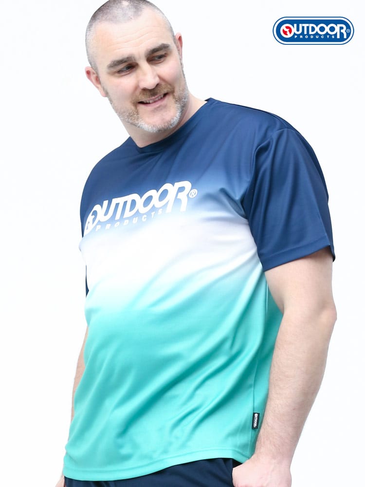大きいサイズ メンズ OUTDOOR PRODUCTS (アウトドアプロダクツ) ドライ グラデーション クルーネック 半袖 Tシャツ
