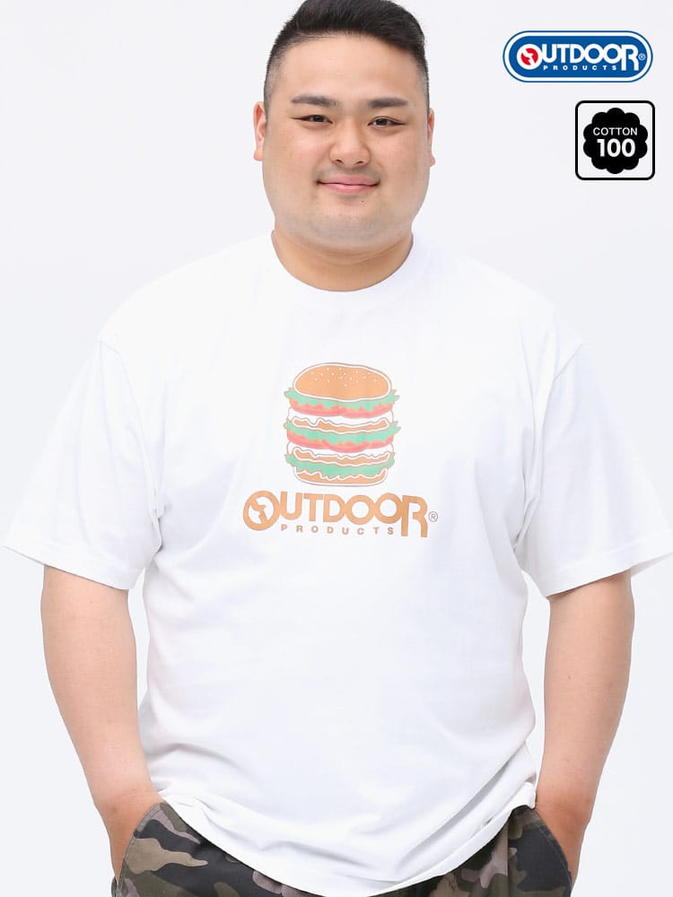 大きいサイズ メンズ OUTDOOR PRODUCTS (アウトドアプロダクツ) 天竺 ハンバーガー クルーネック 半袖 Tシャツ