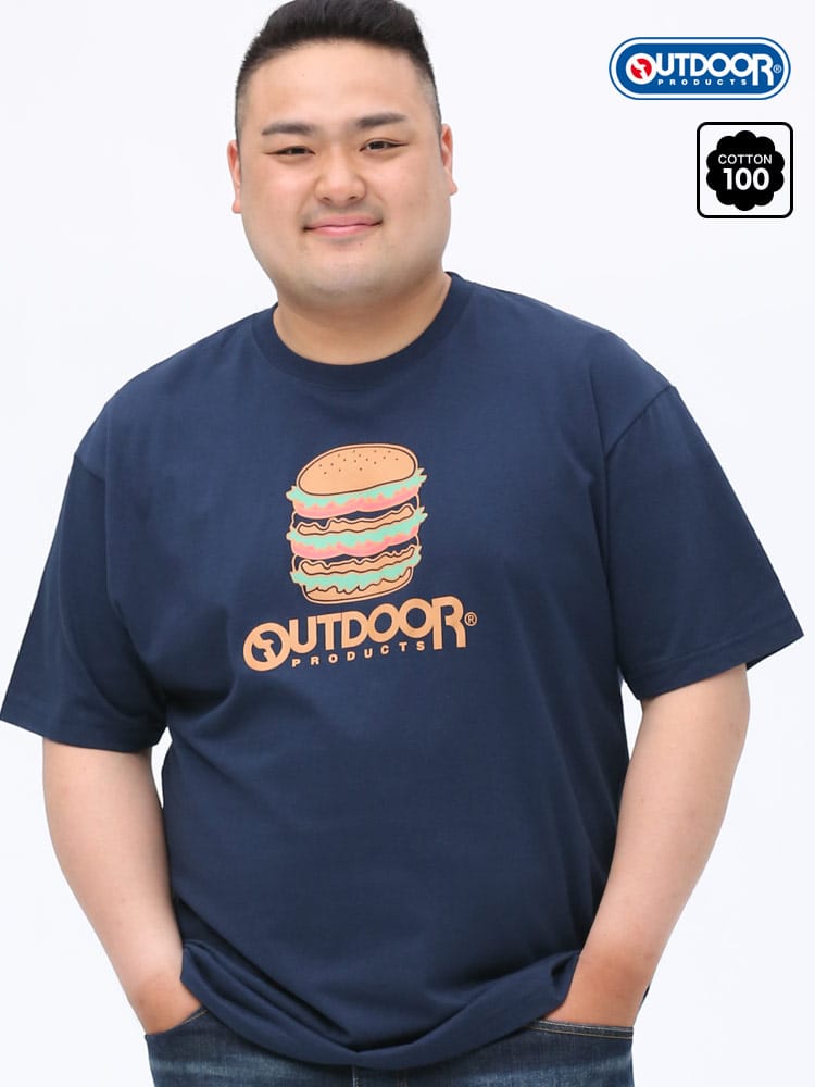大きいサイズ メンズ OUTDOOR PRODUCTS (アウトドアプロダクツ) 天竺 ハンバーガー クルーネック 半袖 Tシャツ