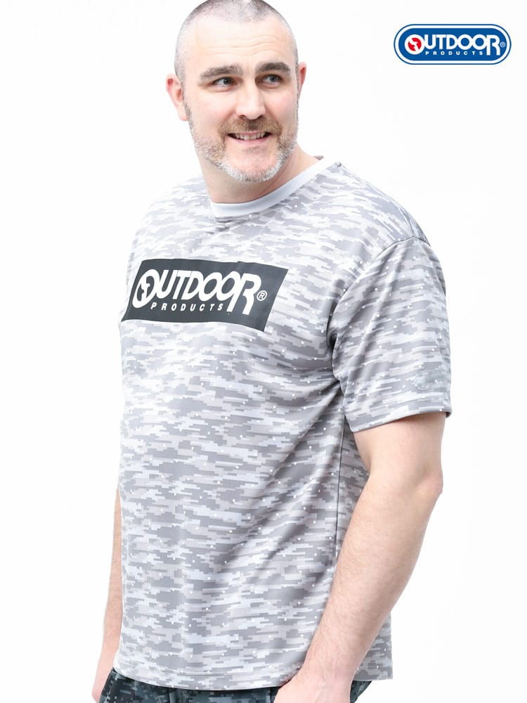 大きいサイズ メンズ OUTDOOR PRODUCTS (アウトドアプロダクツ) ドライ カモフラボックス クルーネック 半袖 Tシャツ