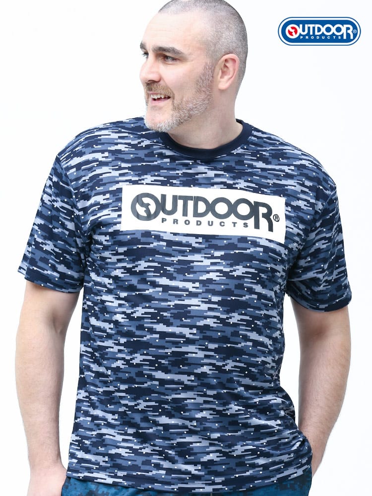 大きいサイズ メンズ OUTDOOR PRODUCTS (アウトドアプロダクツ) ドライ カモフラボックス クルーネック 半袖 Tシャツ