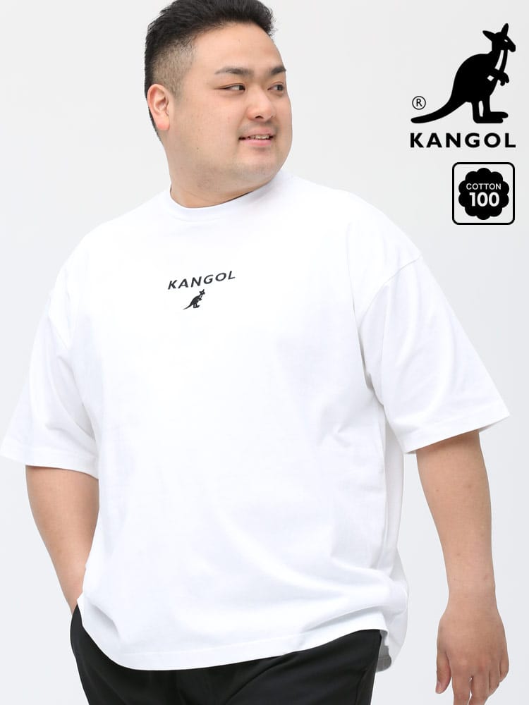 大きいサイズ メンズ KANGOL (カンゴール) 天竺 無地 ロゴ刺繍 ベーシック 半袖 Tシャツ
