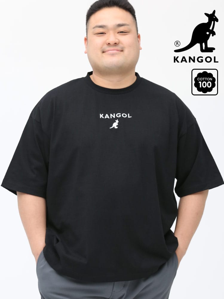 大きいサイズ メンズ KANGOL (カンゴール) 天竺 無地 ロゴ刺繍 ベーシック 半袖 Tシャツ