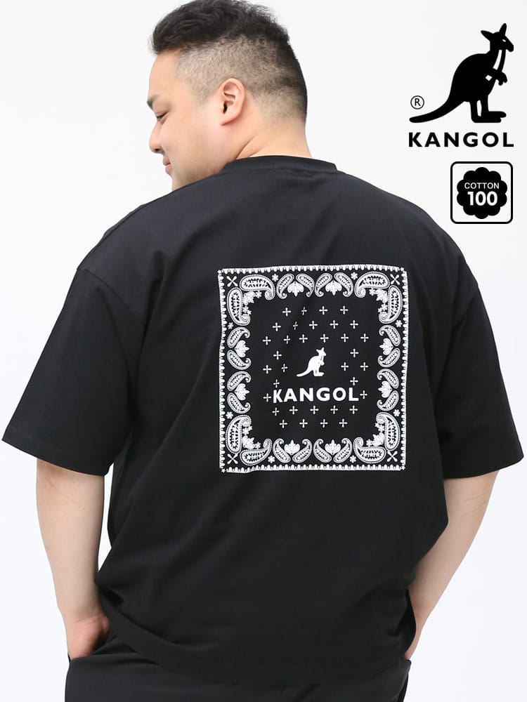 大きいサイズ メンズ KANGOL (カンゴール) 天竺 スクエアペイズリー クルーネック 半袖 Tシャツ
