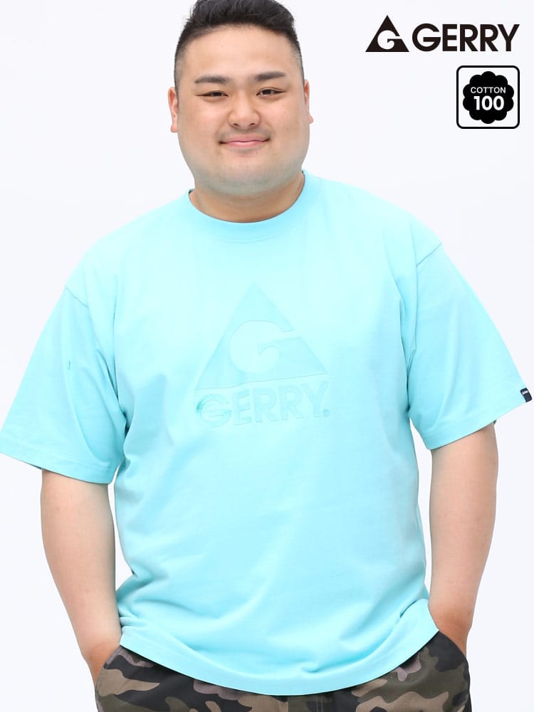 大きいサイズ メンズ GERRY (ジェリー) 天竺 ロゴプリント 刺繍 クルーネック 半袖 Tシャツ