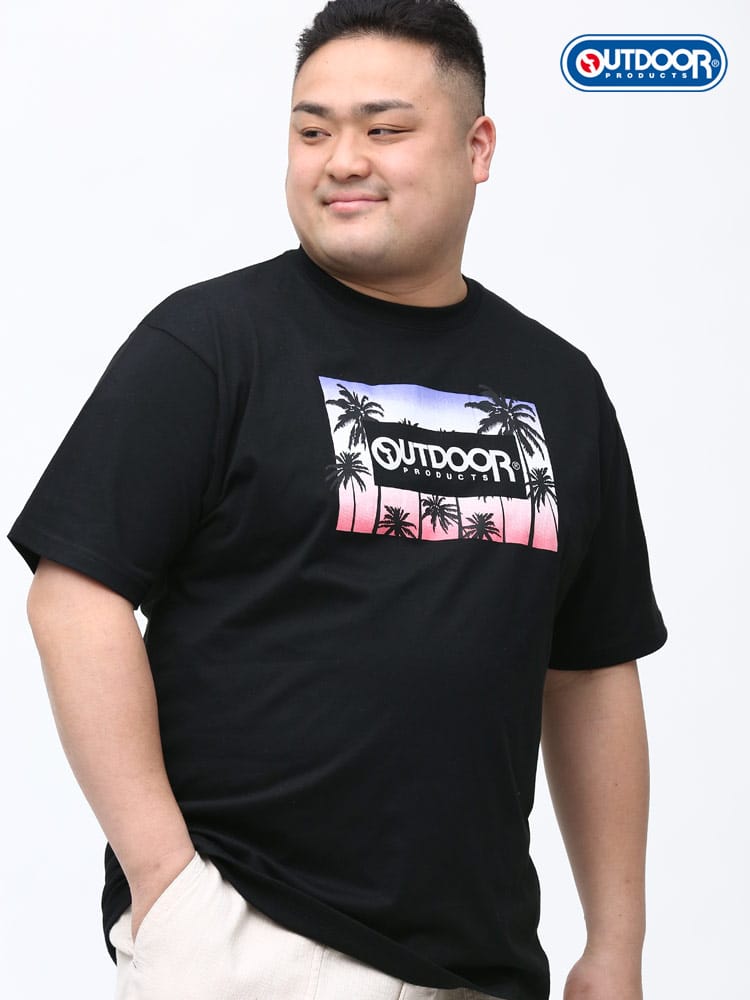 大きいサイズ メンズ OUTDOOR PRODUCTS (アウトドアプロダクツ) アイランドボックス ロゴプリント クルーネック 半袖 Tシャツ