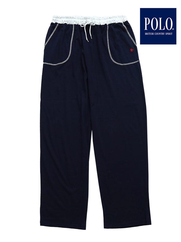 大きいサイズ メンズ POLO BCS (ポロ ビーシーエス) 天竺 ワンポイント ロングパンツ