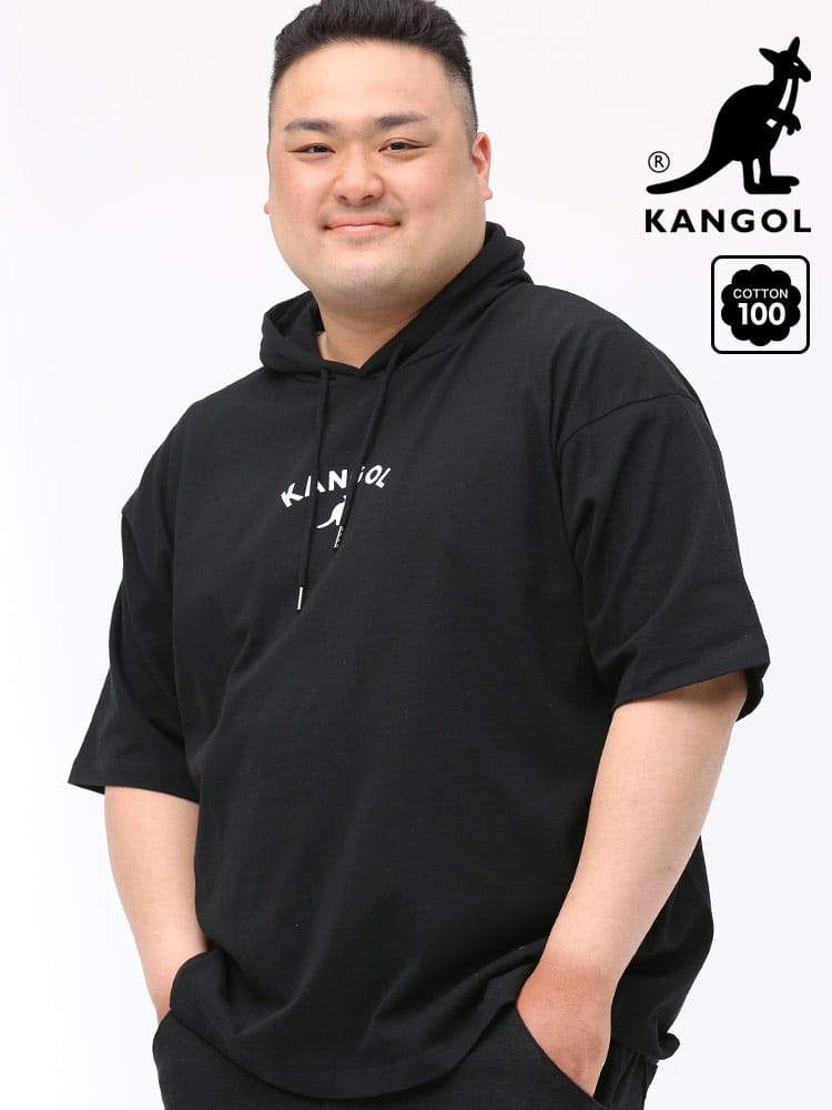 大きいサイズ メンズ KANGOL (カンゴール) 天竺 ロゴプリント プルオーバー 半袖 Tパーカー