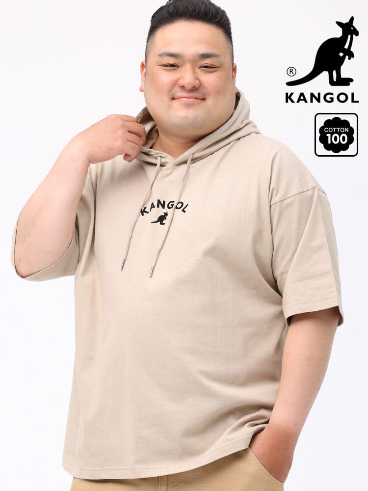 大きいサイズ メンズ KANGOL (カンゴール) 天竺 ロゴプリント プルオーバー 半袖 Tパーカー