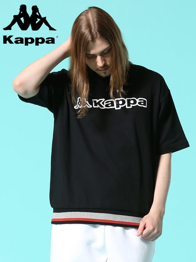 Kappa (カッパ) オーバーサイズ ポンチ 裾ライン ロゴプリント クルーネック 半袖 Tシャツ