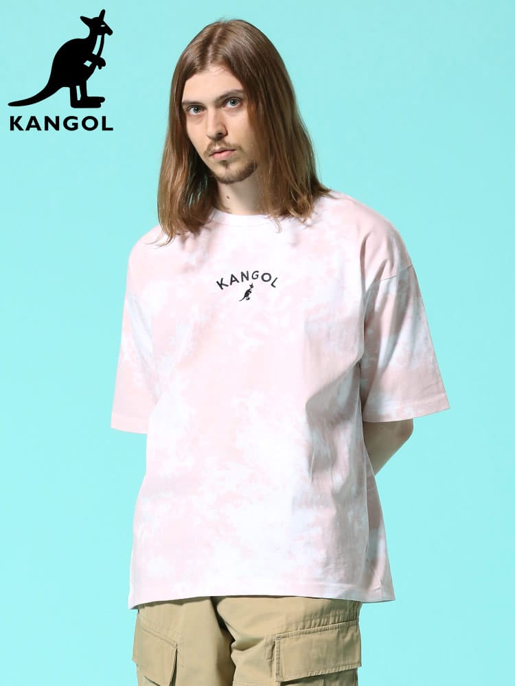 KANGOL (カンゴール) 天竺 タイダイプリント ロゴ刺繍 クルーネック 半袖 Tシャツ