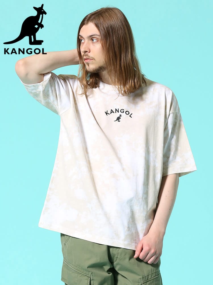 KANGOL (カンゴール) 天竺 タイダイプリント ロゴ刺繍 クルーネック 半袖 Tシャツ