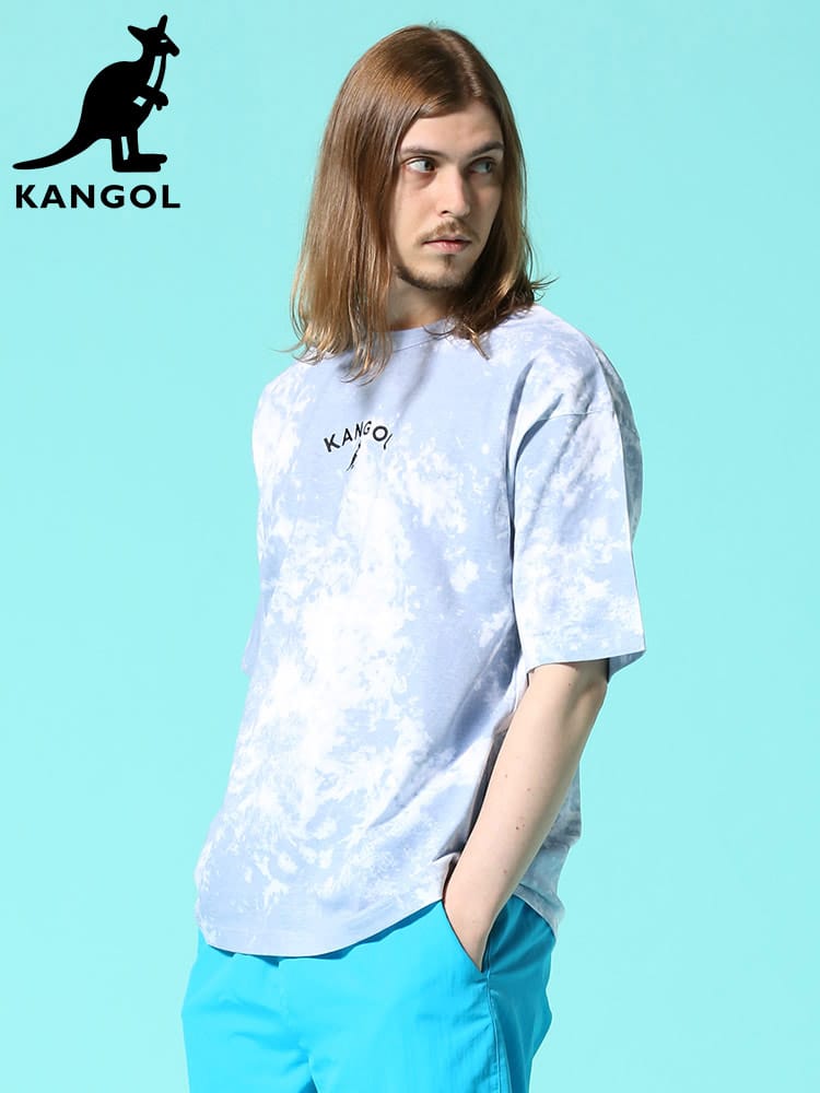 KANGOL (カンゴール) 天竺 タイダイプリント ロゴ刺繍 クルーネック 半袖 Tシャツ