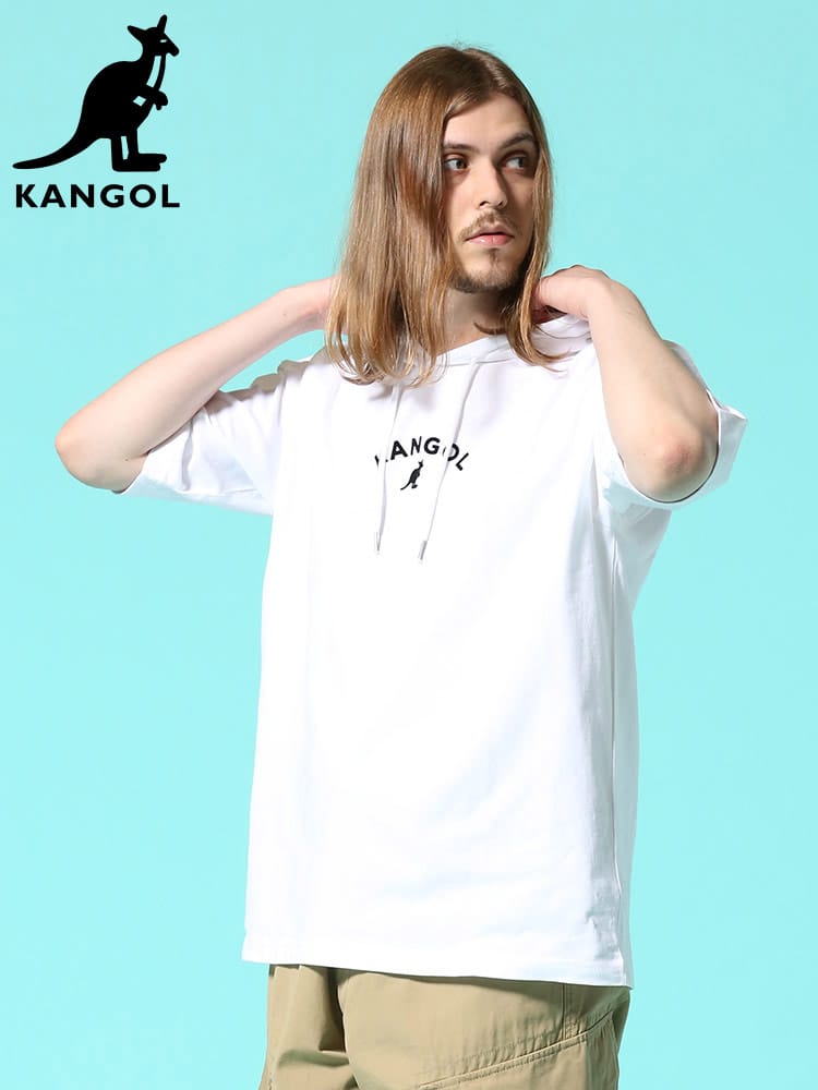 KANGOL (カンゴール) オーバーサイズ 天竺 ロゴプリント プルオーバー Tパーカー