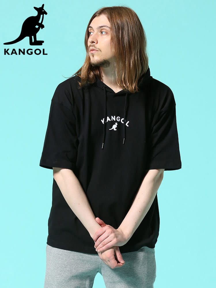 KANGOL (カンゴール) オーバーサイズ 天竺 ロゴプリント プルオーバー Tパーカー