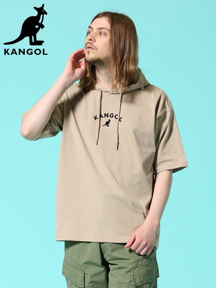 KANGOL (カンゴール) オーバーサイズ 天竺 ロゴプリント プルオーバー Tパーカー