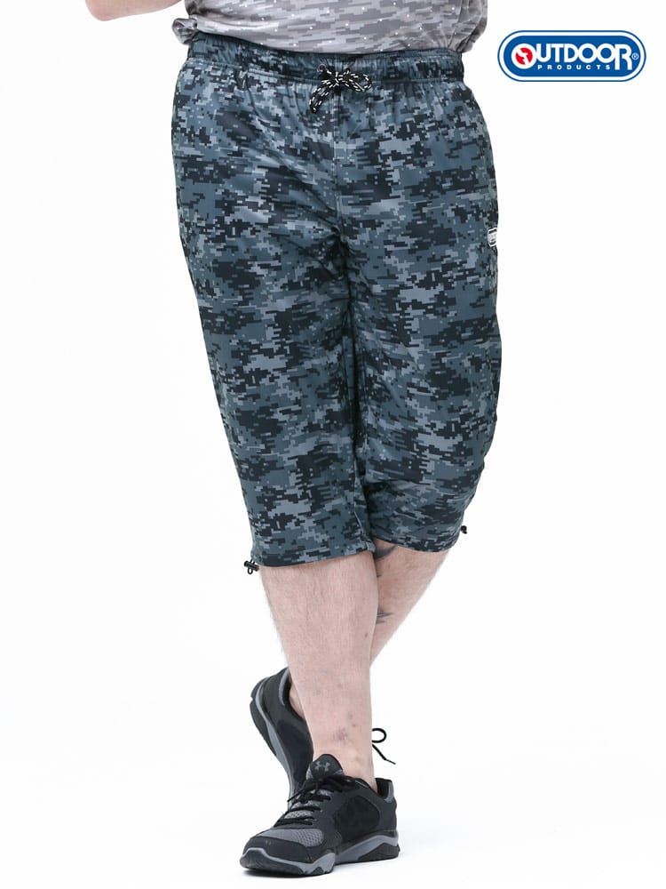 大きいサイズ メンズ OUTDOOR PRODUCTS (アウトドアプロダクツ) ドライ 迷彩柄 前閉じ 7分丈 パンツ