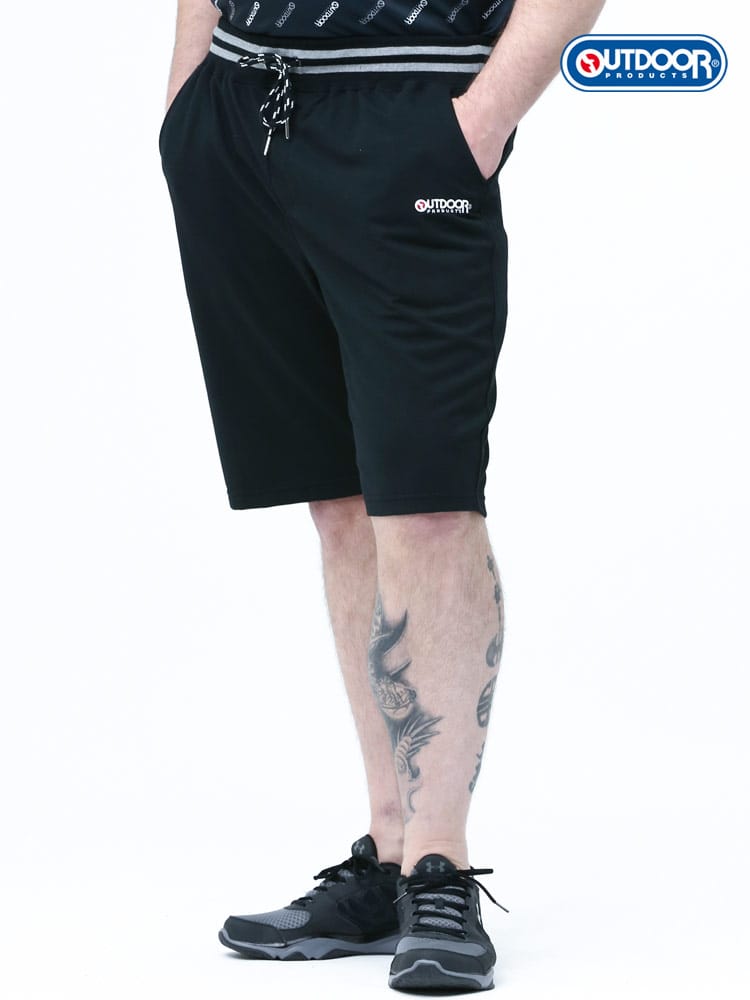 大きいサイズ メンズ OUTDOOR PRODUCTS (アウトドアプロダクツ) 裏毛 リブボーダー 前閉じ ショートパンツ