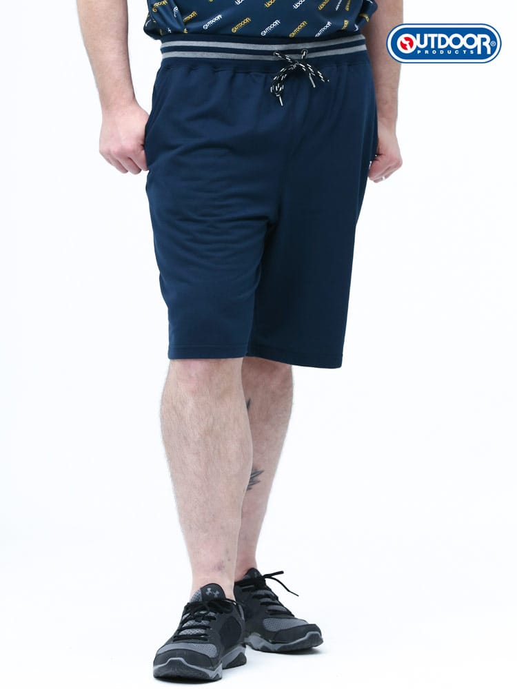 大きいサイズ メンズ OUTDOOR PRODUCTS (アウトドアプロダクツ) 裏毛 リブボーダー 前閉じ ショートパンツ
