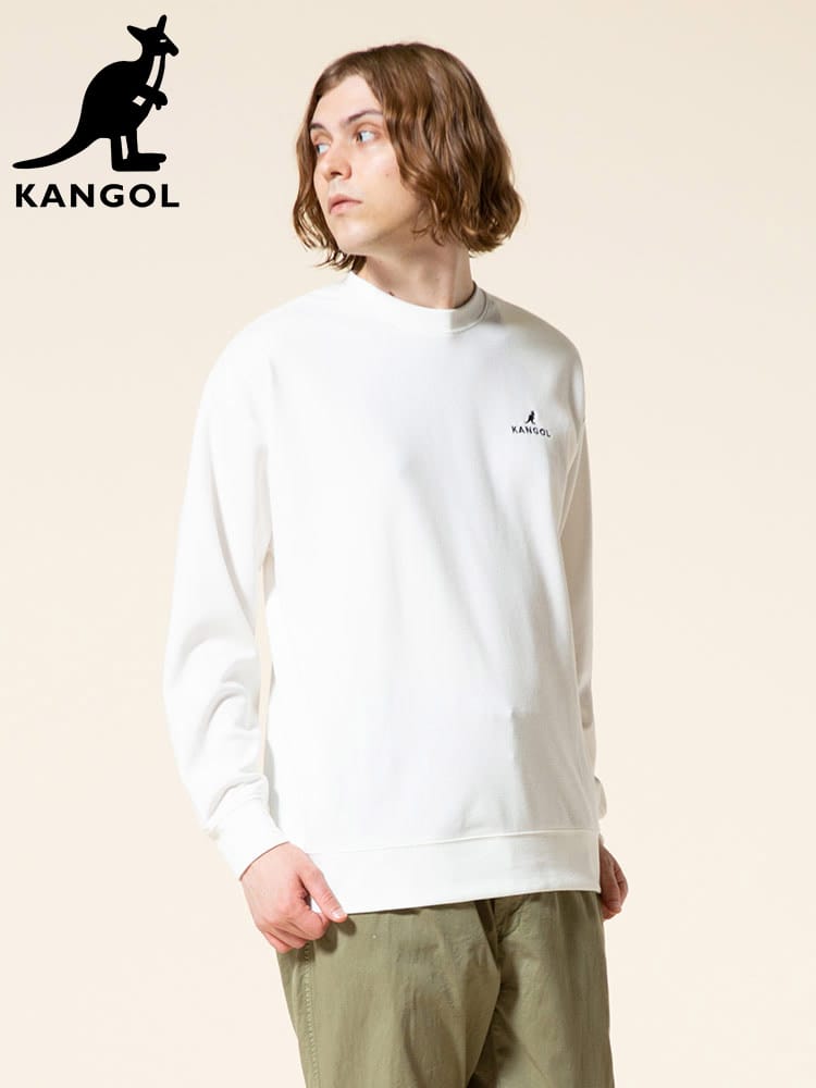 KANGOL (カンゴール) ロゴ刺繍 プリント ポンチ クルーネック トレーナー オーバーサイズ