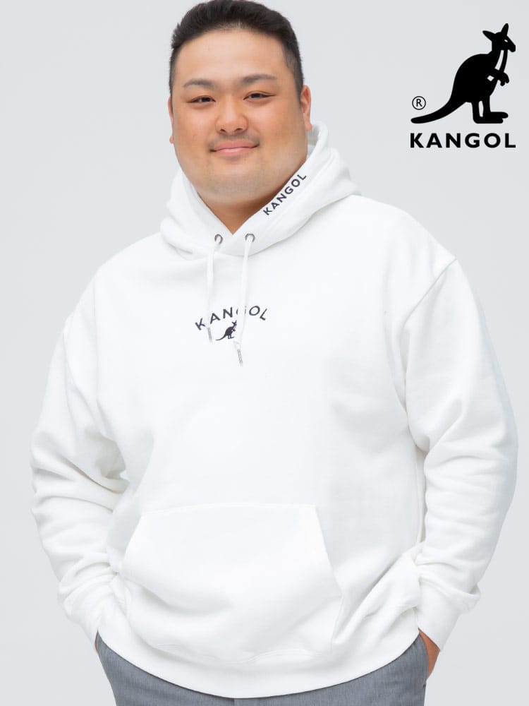 大きいサイズ メンズ KANGOL (カンゴール) 裏起毛 ロゴ刺繍 プルオーバー パーカー