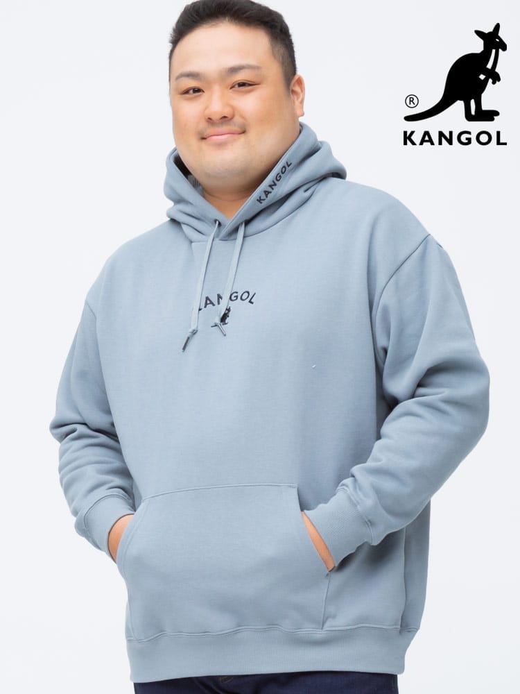 大きいサイズ メンズ KANGOL (カンゴール) 裏起毛 ロゴ刺繍 プルオーバー パーカー