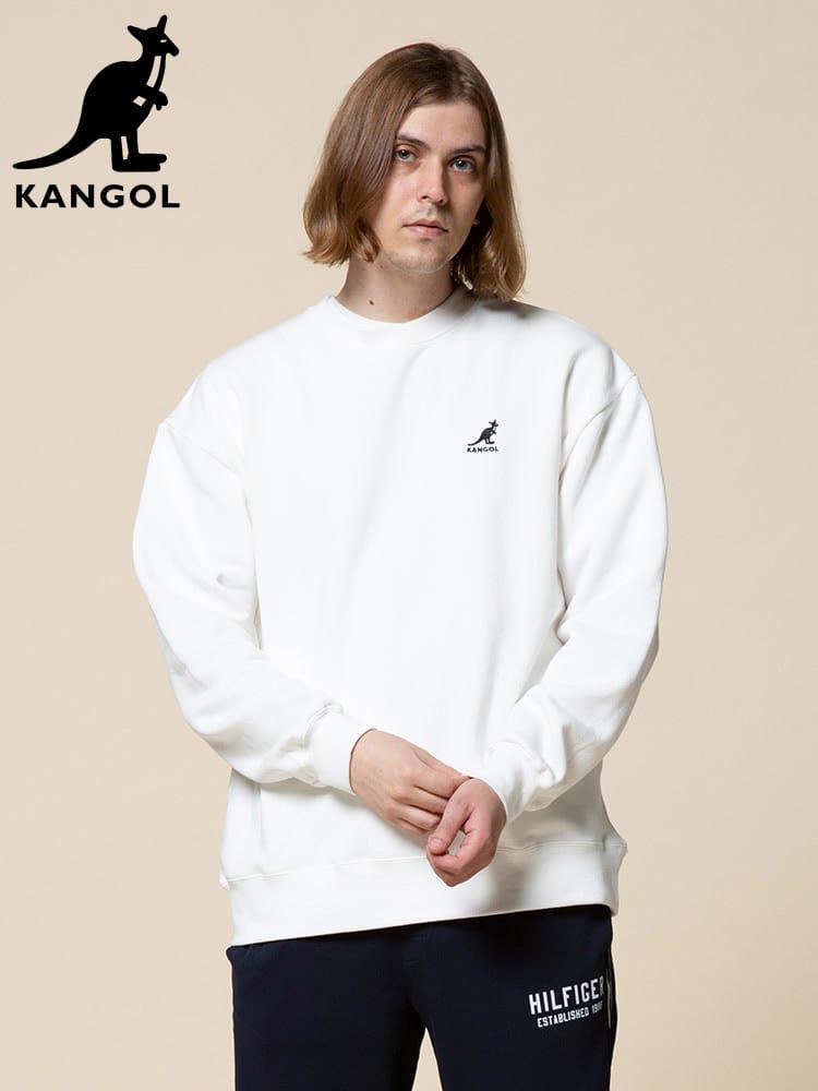 KANGOL (カンゴール) 裏起毛 ワンポイント クルーネック トレーナー WIDEBODY