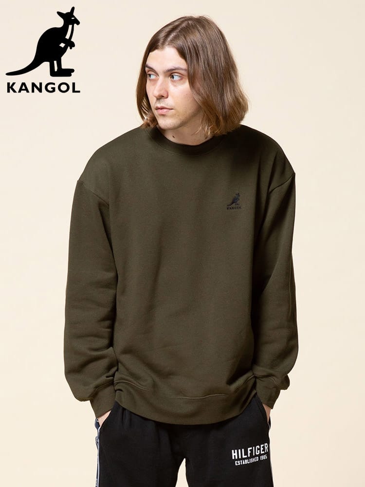 KANGOL (カンゴール) 裏起毛 ワンポイント クルーネック トレーナー WIDEBODY
