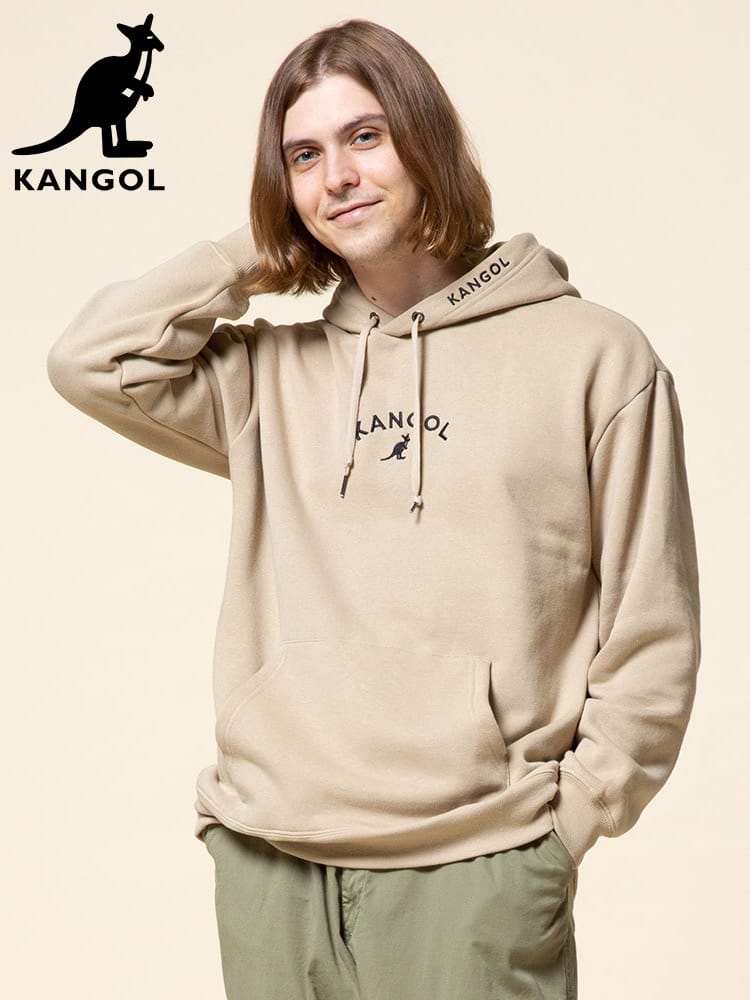 KANGOL (カンゴール) 裏起毛 ロゴ刺繍 プルオーバー パーカー WIDEBODY