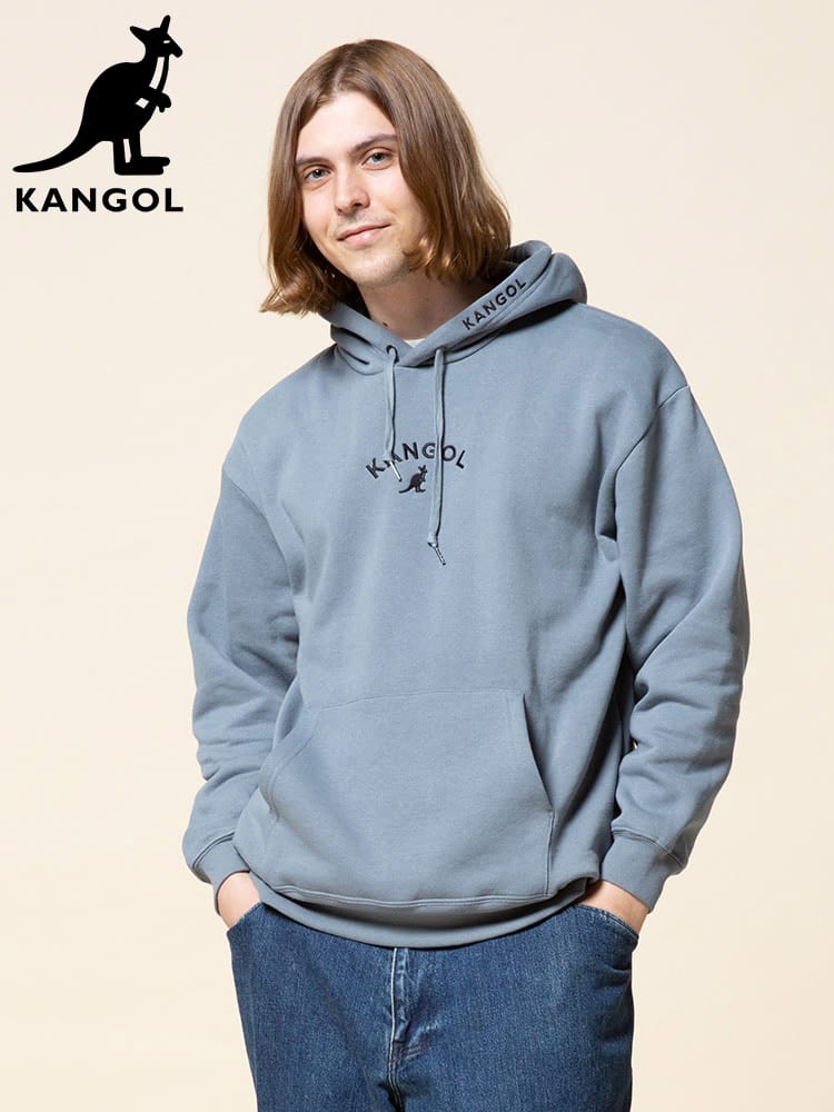 KANGOL (カンゴール) 裏起毛 ロゴ刺繍 プルオーバー パーカー WIDEBODY