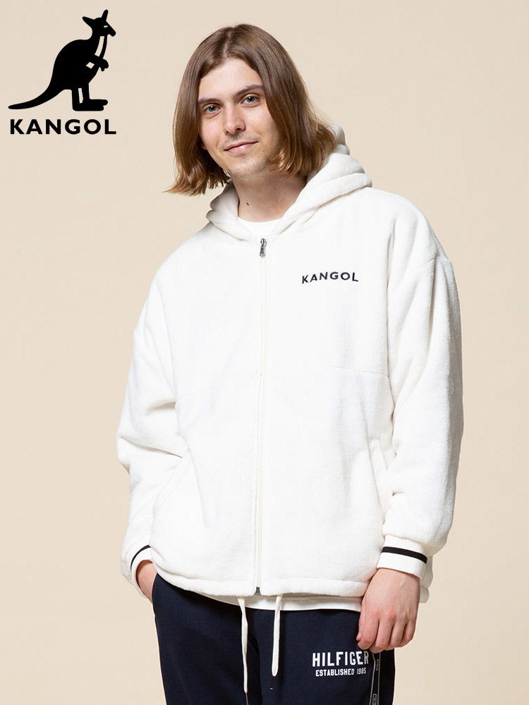 KANGOL (カンゴール) シルキーフリース BIGロゴ フルジップ パーカー