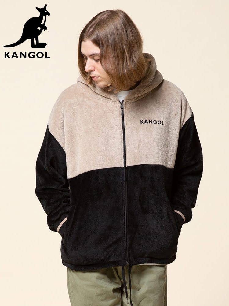 KANGOL (カンゴール) シルキーフリース BIGロゴ フルジップ パーカー