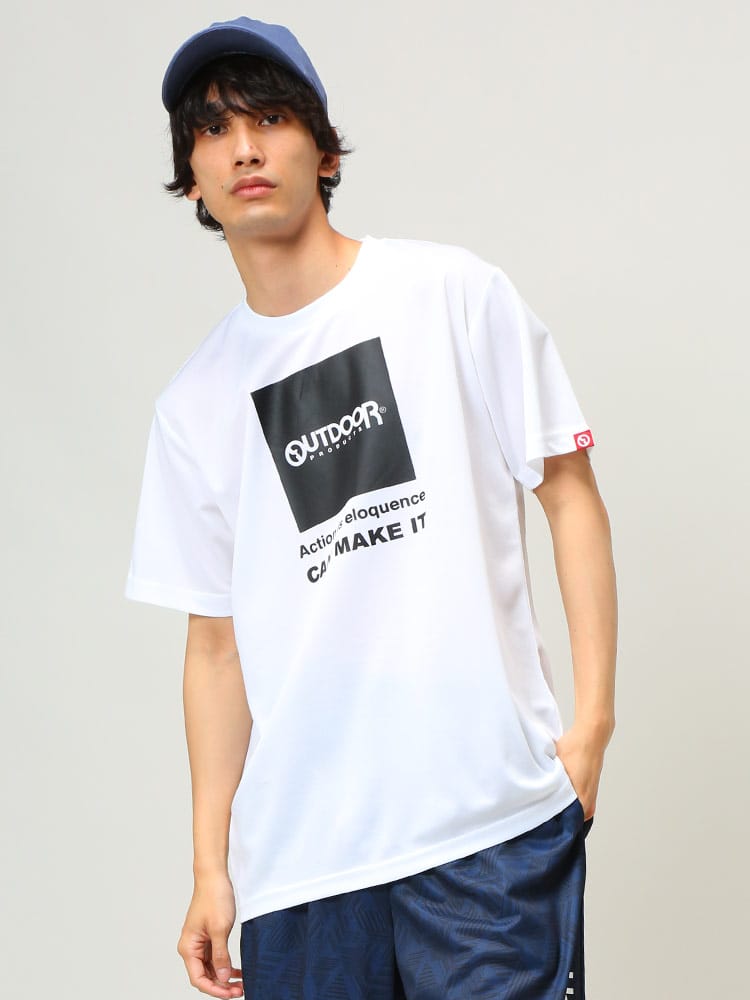 OUTDOOR PRODUCTS (アウトドアプロダクツ) DRYメッシュ BOXロゴ クルーネック 半袖 Tシャツ