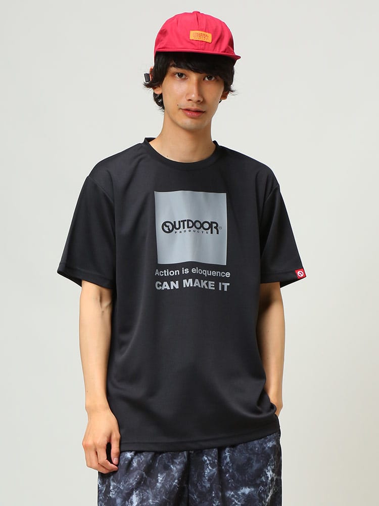 OUTDOOR PRODUCTS (アウトドアプロダクツ) DRYメッシュ BOXロゴ クルーネック 半袖 Tシャツ