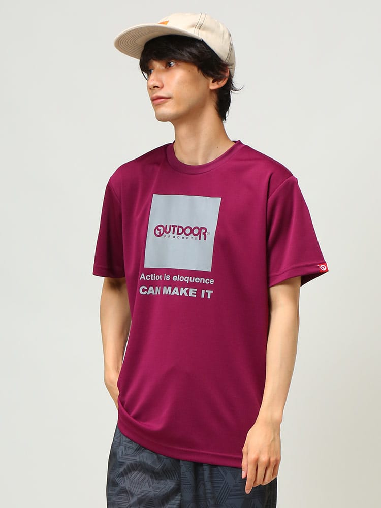 OUTDOOR PRODUCTS (アウトドアプロダクツ) DRYメッシュ BOXロゴ クルーネック 半袖 Tシャツ