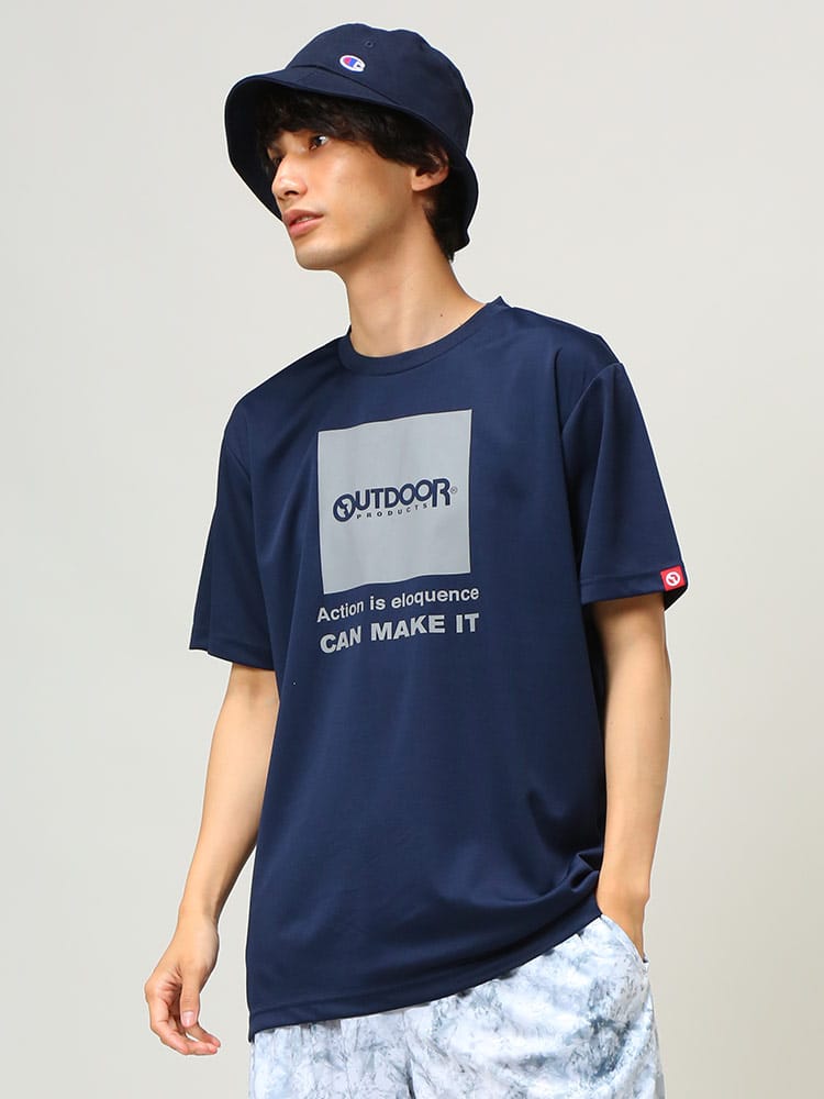 OUTDOOR PRODUCTS (アウトドアプロダクツ) DRYメッシュ BOXロゴ クルーネック 半袖 Tシャツ