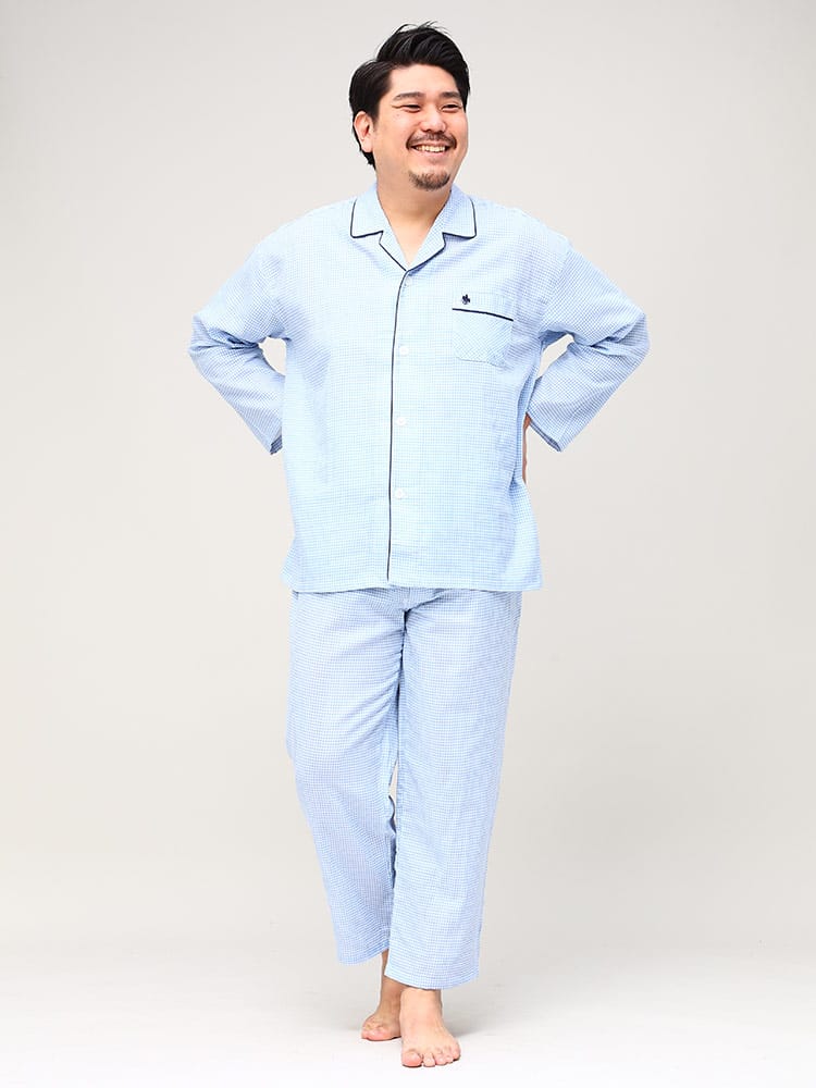 大きいサイズ メンズ POLO BCS (ポロ ビーシーエス) 綿100％ ギンガムチェック パジャマ 上下セット