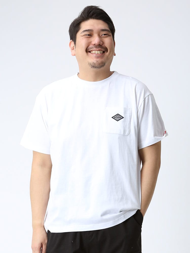 大きいサイズ メンズ OUTDOOR PRODUCTS (アウトドアプロダクツ) 天竺 ワンポイント ポケット クルーネック 半袖 Tシャツ