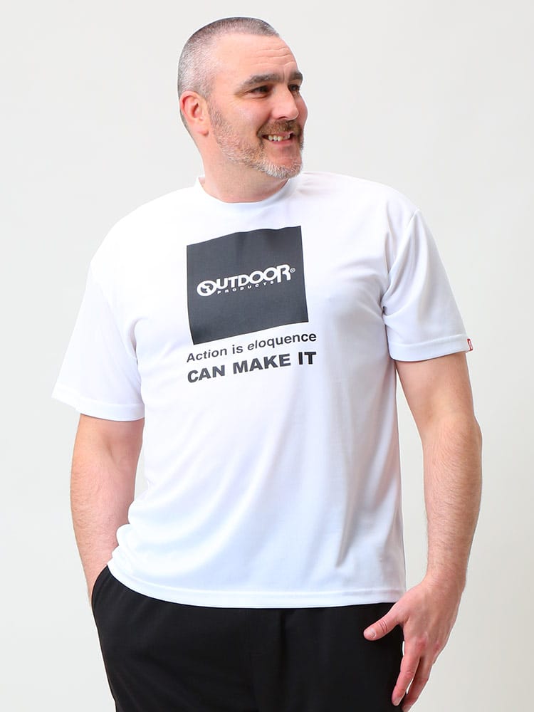 大きいサイズ メンズ OUTDOOR PRODUCTS (アウトドアプロダクツ) DRYメッシュ BOXロゴ クルーネック 半袖 Tシャツ
