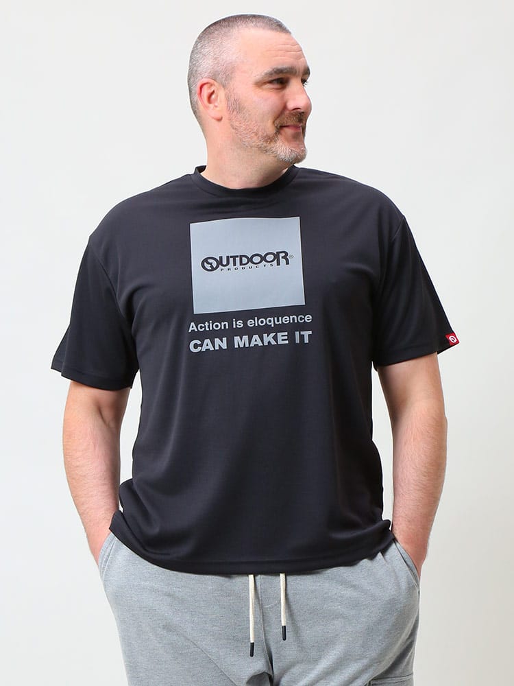 大きいサイズ メンズ OUTDOOR PRODUCTS (アウトドアプロダクツ) DRYメッシュ BOXロゴ クルーネック 半袖 Tシャツ