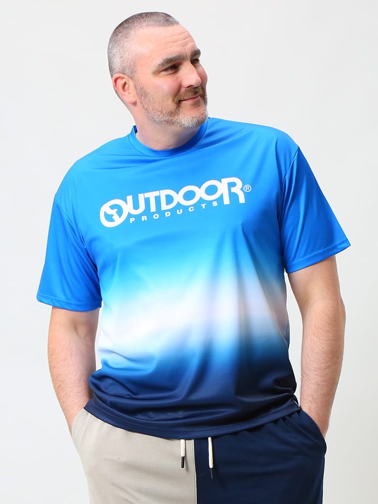 大きいサイズ メンズ OUTDOOR PRODUCTS (アウトドアプロダクツ) DRYメッシュ グラデーション クルーネック 半袖 Tシャツ