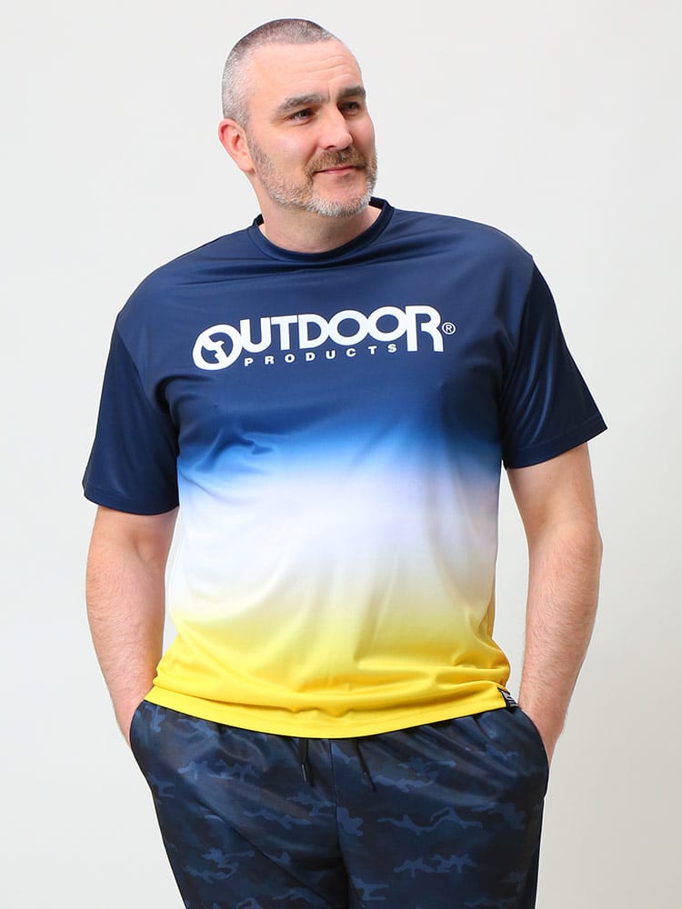 大きいサイズ メンズ OUTDOOR PRODUCTS (アウトドアプロダクツ) DRYメッシュ グラデーション クルーネック 半袖 Tシャツ