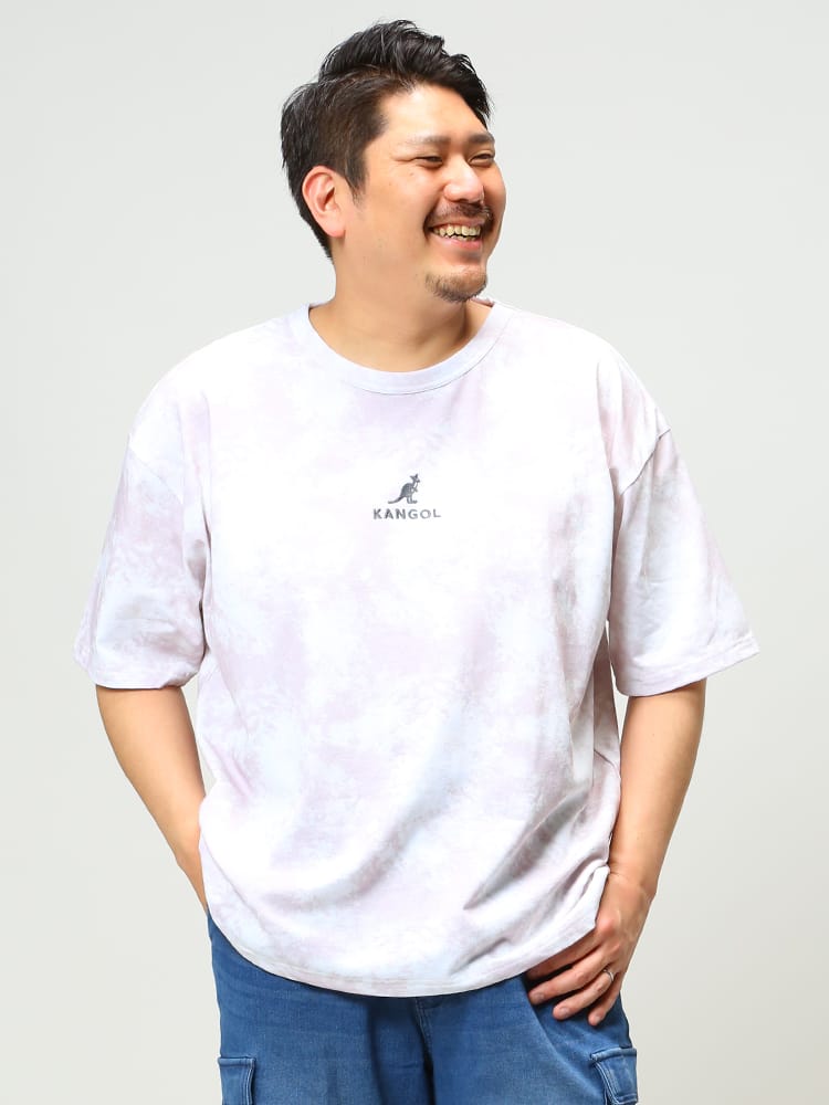 大きいサイズ メンズ KANGOL (カンゴール) 天竺 タイダイ柄 クルーネック 半袖 Tシャツ