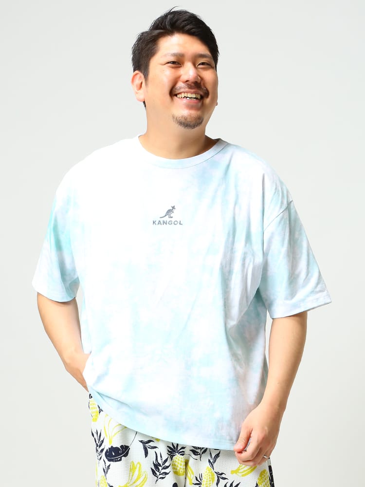 大きいサイズ メンズ KANGOL (カンゴール) 天竺 タイダイ柄 クルーネック 半袖 Tシャツ