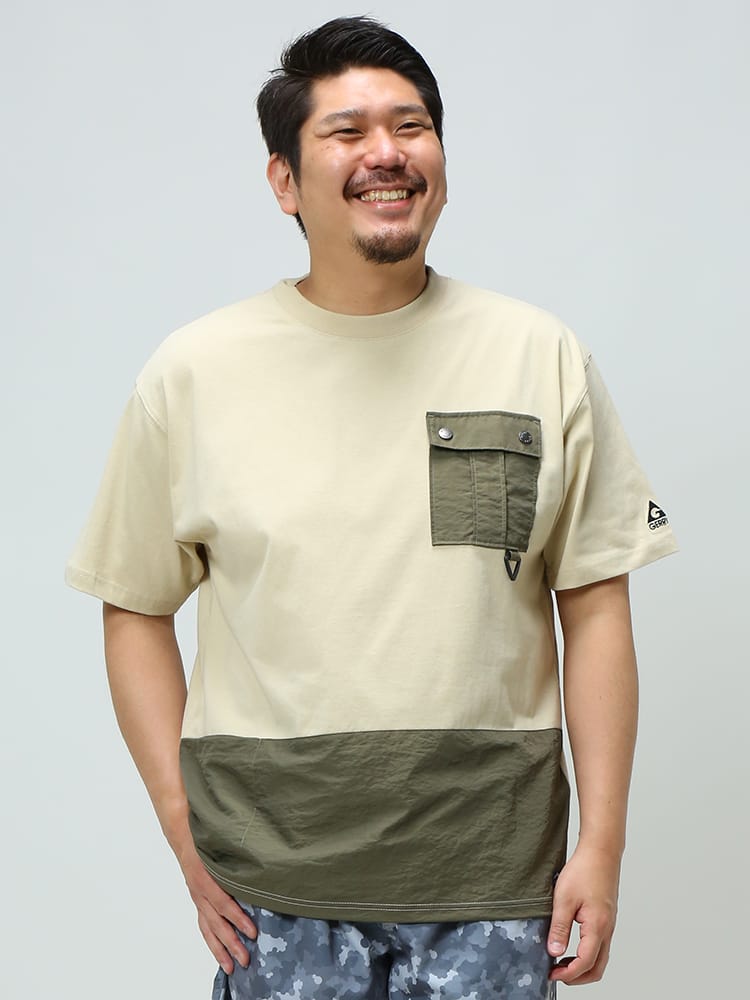 大きいサイズ メンズ GERRY (ジェリー) 綿天竺 タフタ ポケット付き クルーネック 半袖 Tシャツ