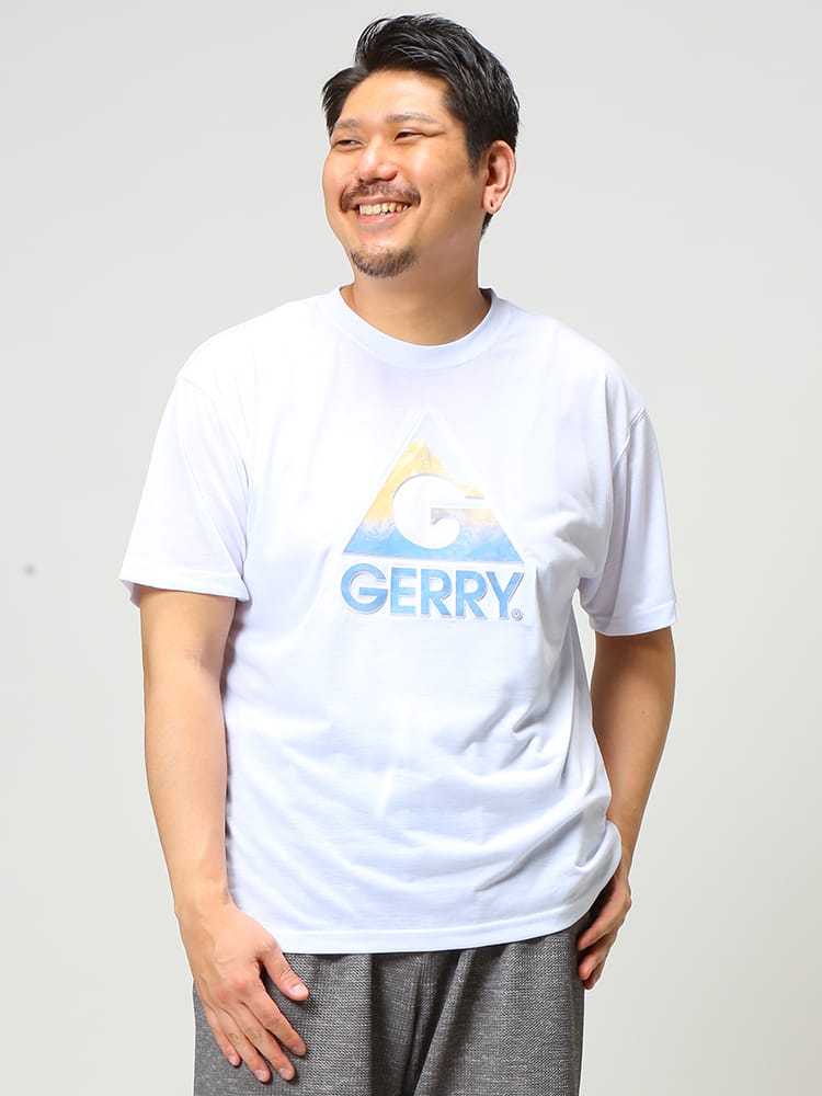 在庫処分 返品交換不可 大きいサイズ メンズ GERRY (ジェリー) 天竺 ロゴプリント クルーネック 半袖 Tシャツ
