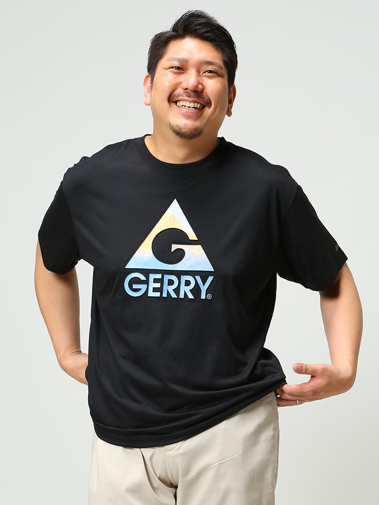 在庫処分 返品交換不可 大きいサイズ メンズ GERRY (ジェリー) 天竺 ロゴプリント クルーネック 半袖 Tシャツ