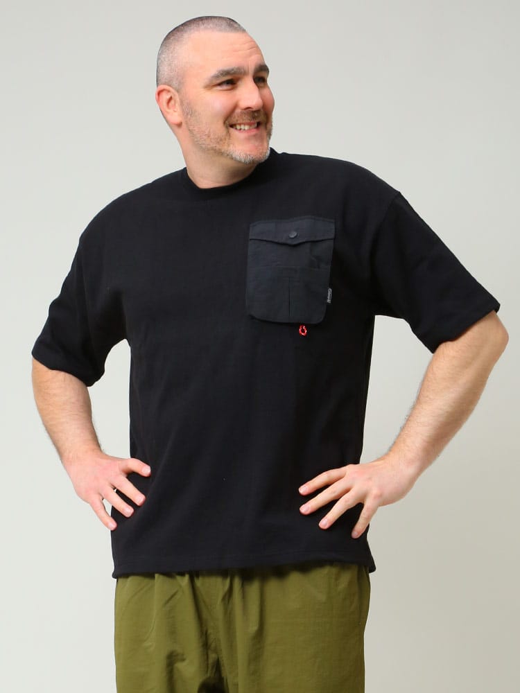 大きいサイズ メンズ Coleman (コールマン) 異素材ポケット クルーネック 半袖 Tシャツ