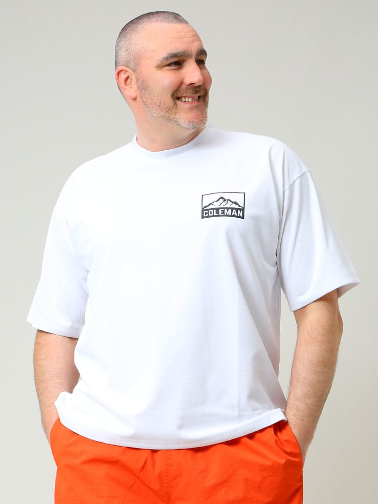 大きいサイズ メンズ Coleman (コールマン) DRY UVカット バックプリント クルーネック 半袖 Tシャツ